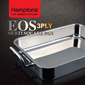 [햄튼 Hamptons] 이오스(EOS) 인덕션 겸용 3PLY 멀티 사각 철판 볶음팬 (32cm*23cm*6,5cm) HEO-M3PS